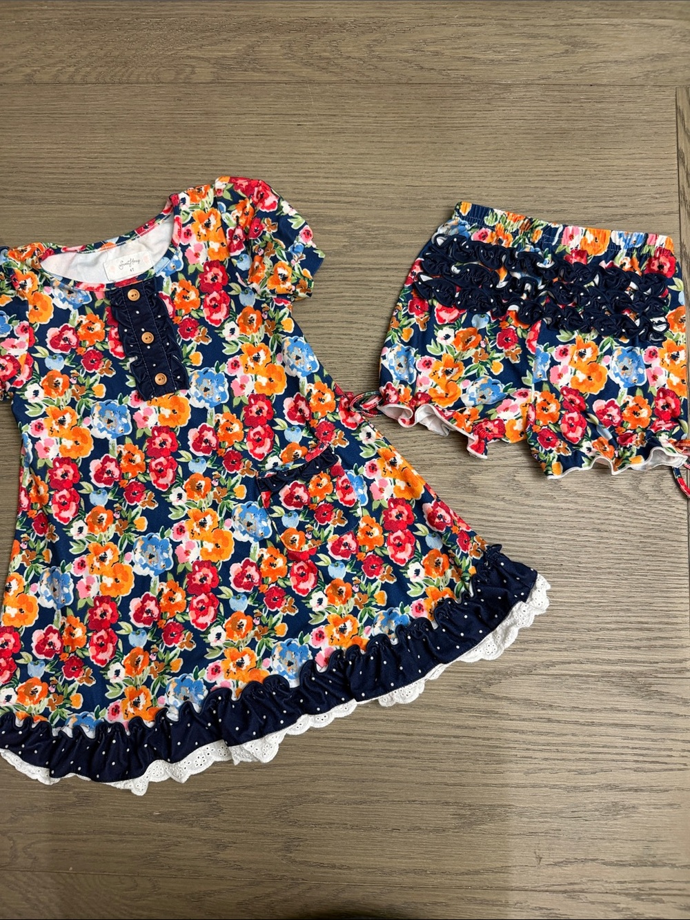 SweetHoney Floral Navy Blue Pink Orange Yellow Matching Set